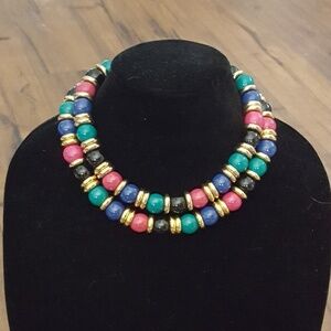 Vintage - Multi Color Stone‎ Necklace 1970's